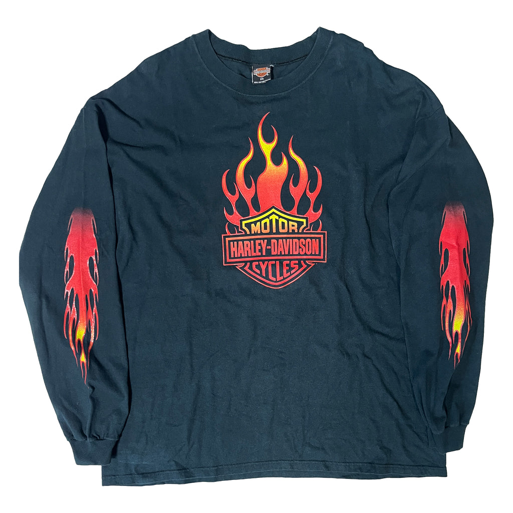 ◾️ 2000 Harley-Davidson American Motorcycle Classics Albany Oregon Flame Long Sleeve T-Shirt