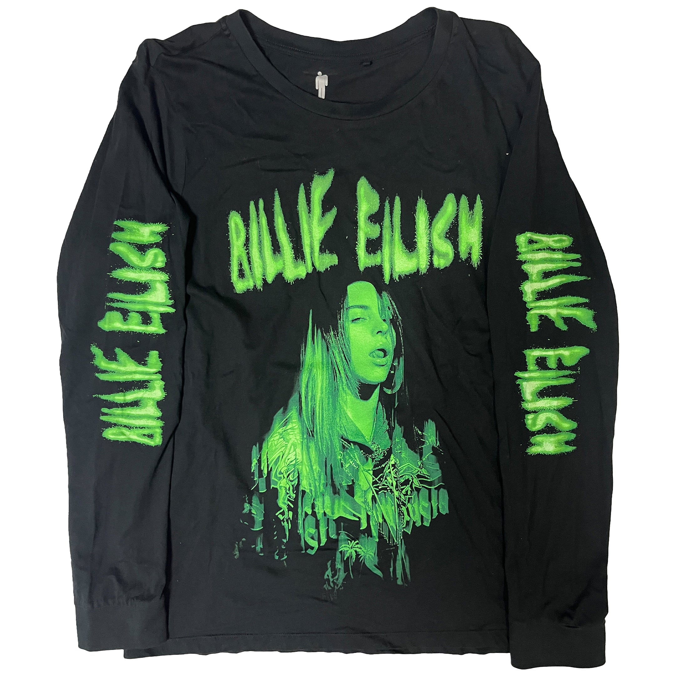 ◾️ 2020 Billie Eilish Official Merch Neon Green Graphic Long Sleeve T-Shirt