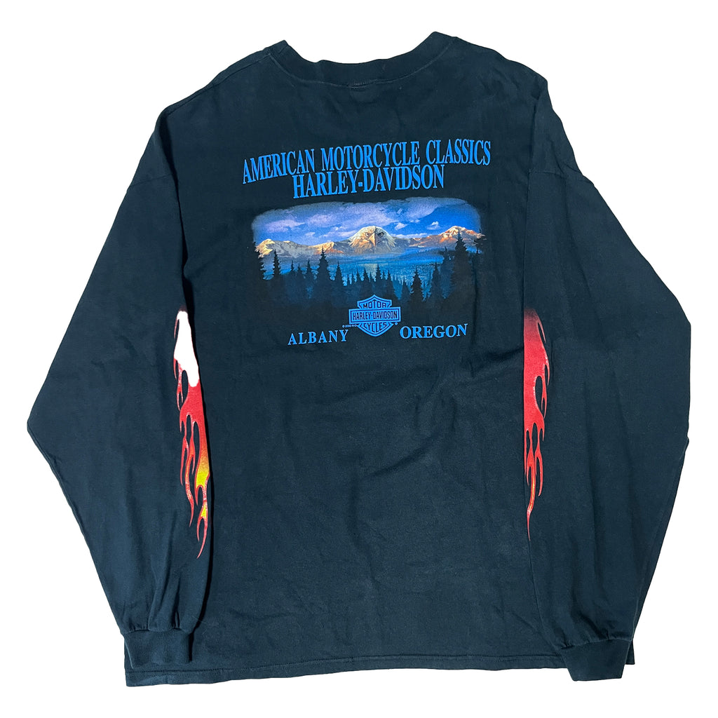 ◾️ 2000 Harley-Davidson American Motorcycle Classics Albany Oregon Flame Long Sleeve T-Shirt