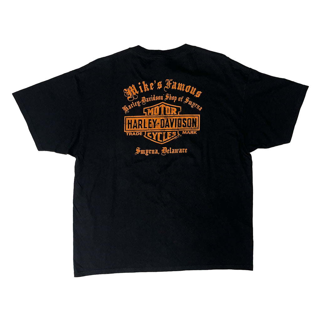 ◾️07 Harley-Davidson Mike's Famous Smyrna Delaware Eagle Flame Vintage T-Shirt