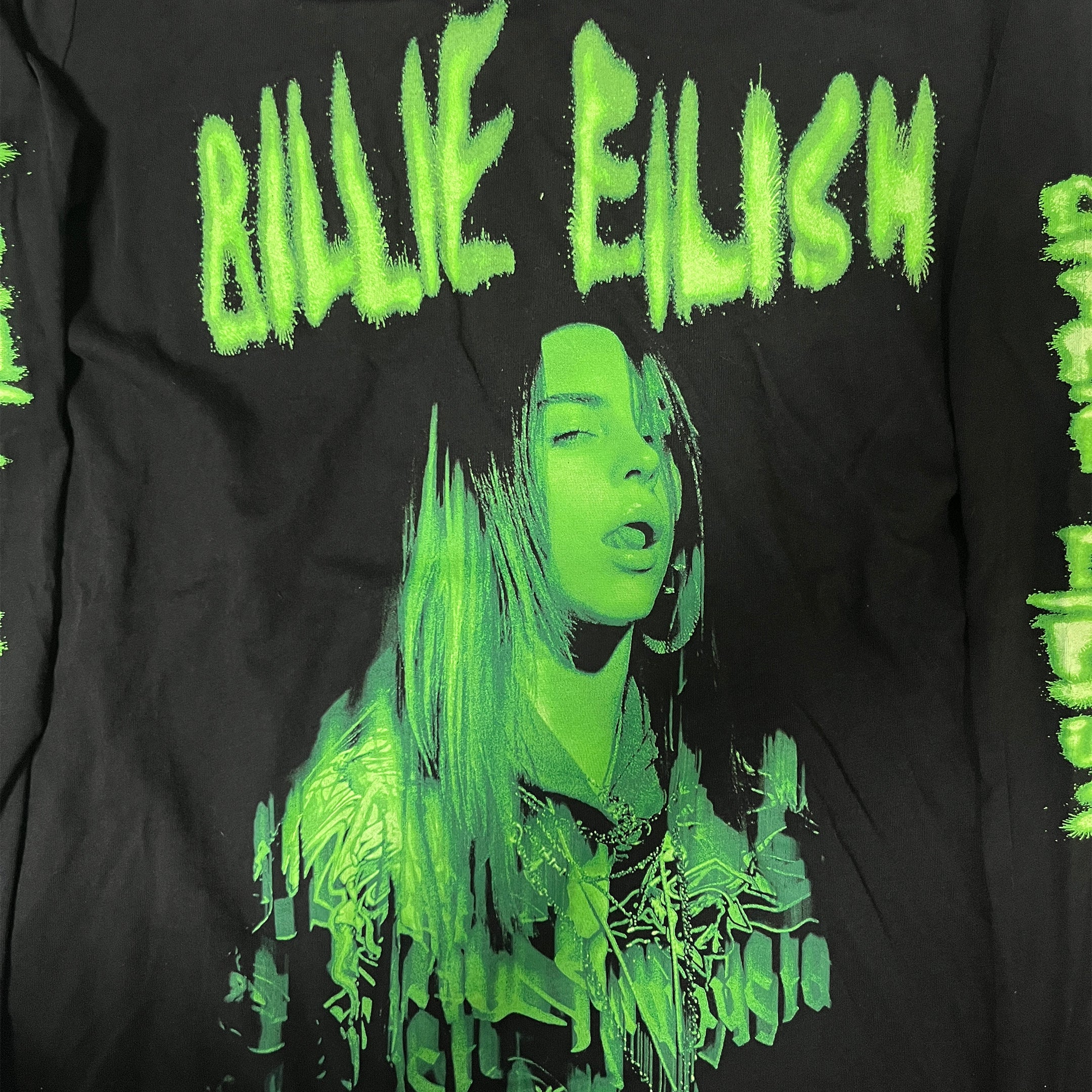 ◾️ 2020 Billie Eilish Official Merch Neon Green Graphic Long Sleeve T-Shirt