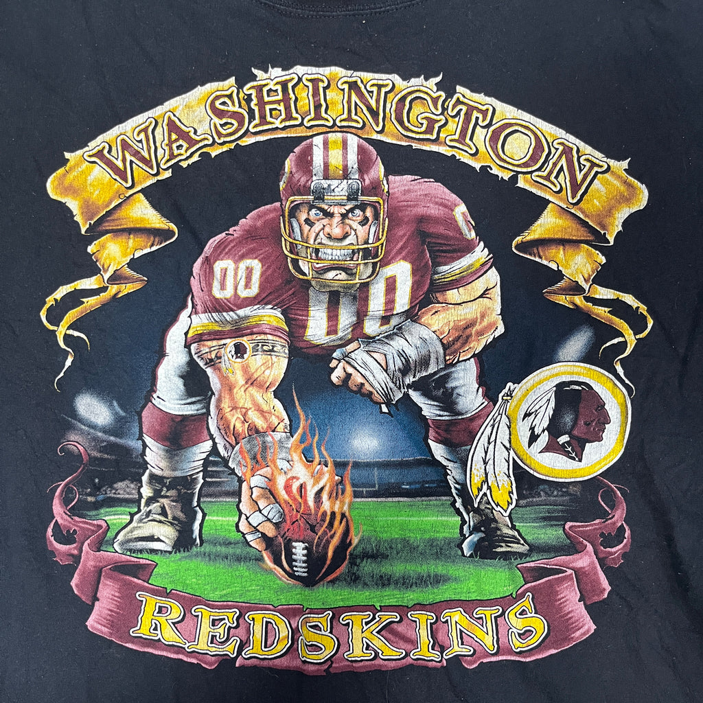 ◾️00s NFL Washington Redskins Flaming Football Graphic T-Shirt