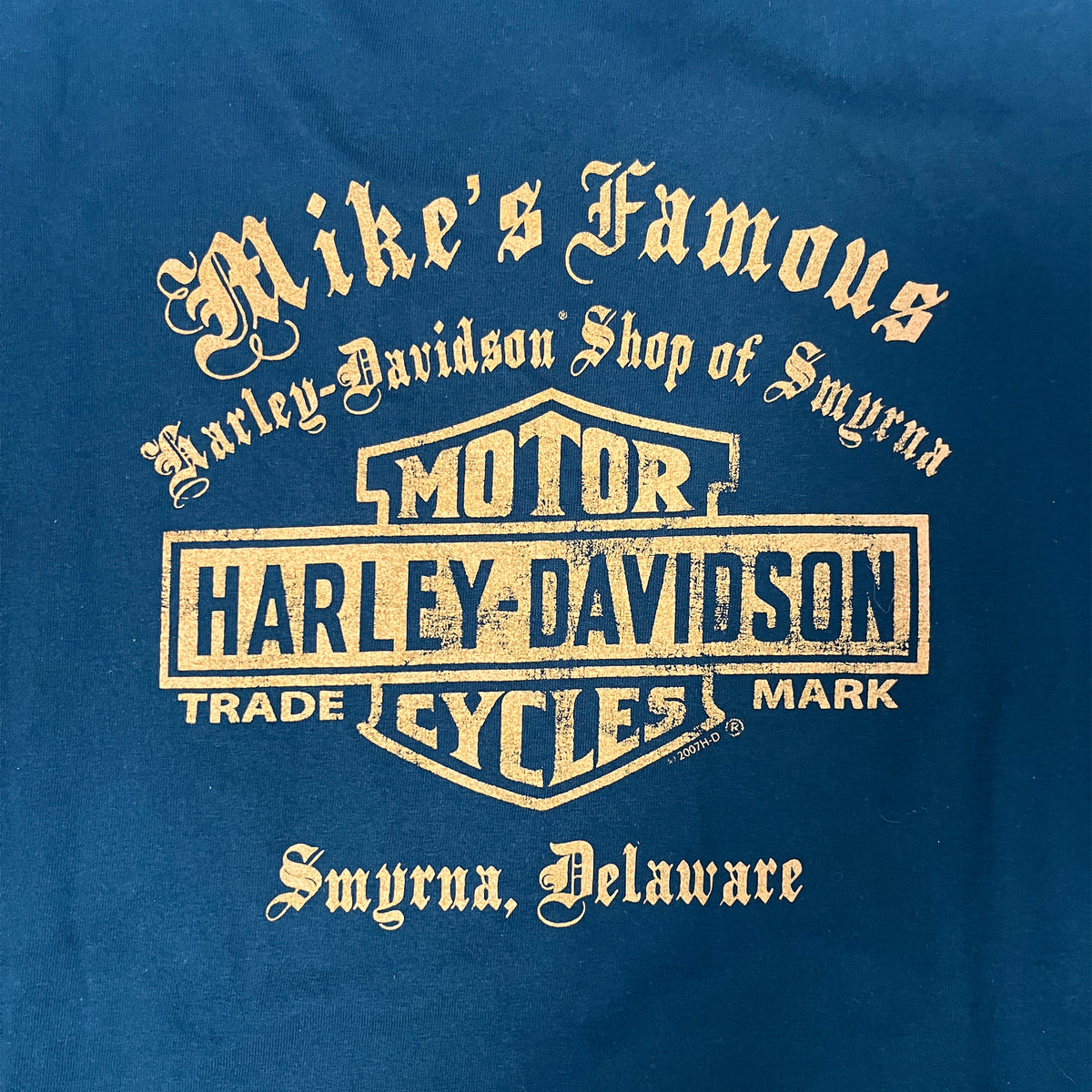 ◾️07 Harley-Davidson Mike's Famous Smyrna Delaware Eagle Flame Vintage T-Shirt