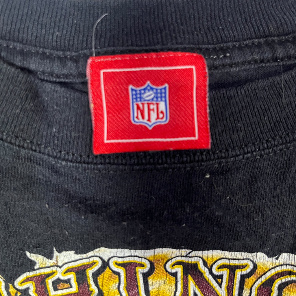 ◾️00s NFL Washington Redskins Flaming Football Graphic T-Shirt