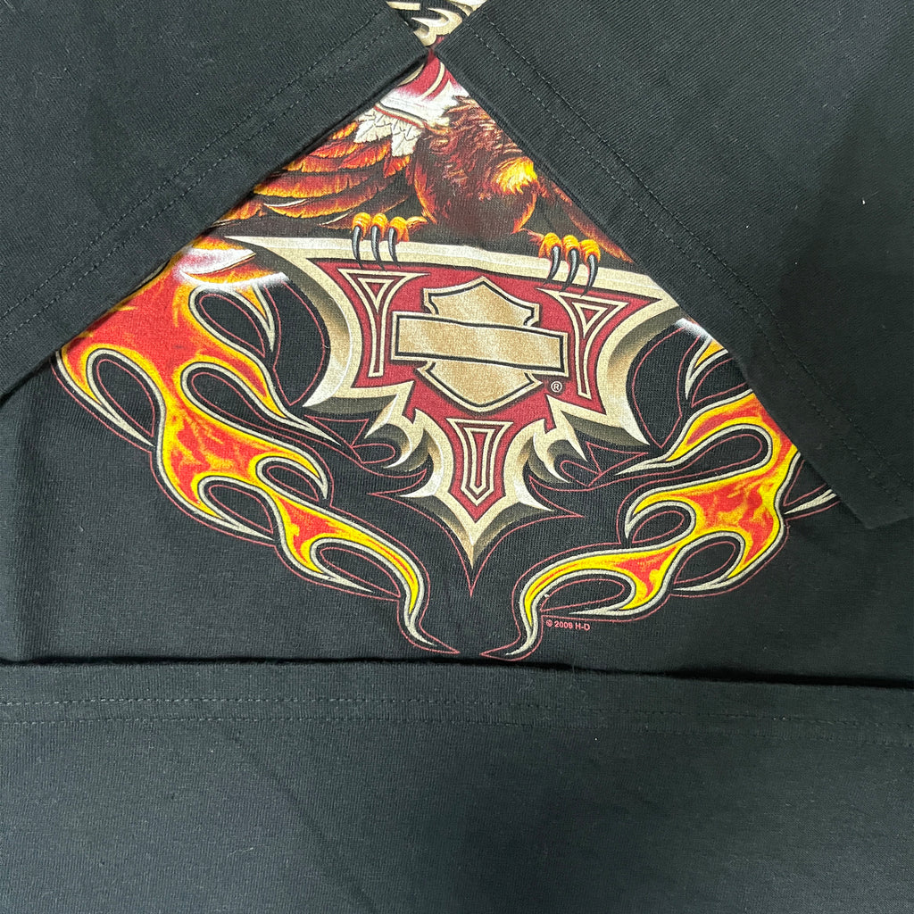 ◾️07 Harley-Davidson Mike's Famous Smyrna Delaware Eagle Flame Vintage T-Shirt